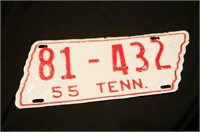 1955 Tennessee License Plate State Shaped