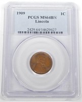 1909 LINCOLN CENT - PCGS MS64 BN
