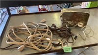 Extension cords, wire rope  in metal container