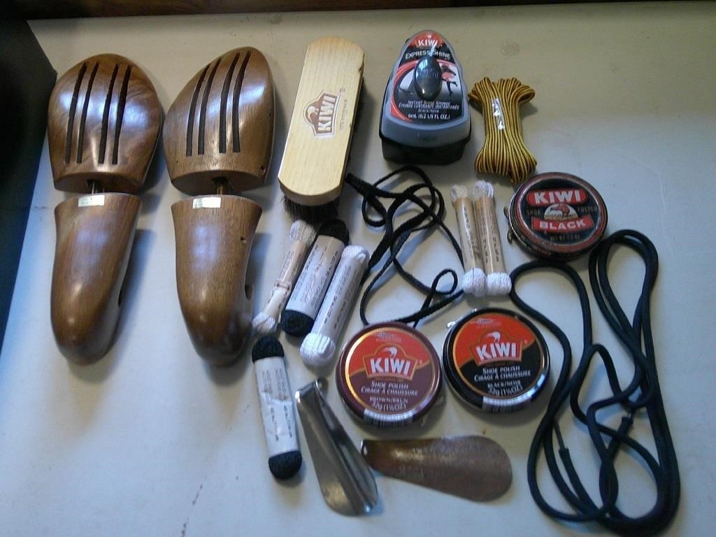 shoe stretchers, polish, brushes