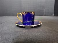 China Blue & Gold Teacup & Saucer