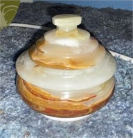 Vintage Polished Marble Jar w/Lid