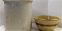 Large Stoneware Crock and Bowl