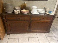 Wooden Buffet With Glass Top