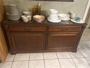 Wooden Buffet With Glass Top