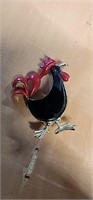 VINTAGE STONE AND ENAMLED ROOSTER BROOCH