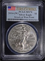 2014 (W) SILVER EAGLE PCGS MS-70