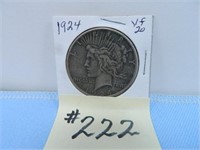1924 Peace Silver Dollar, Vf-20