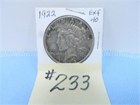 1922 Peace Silver Dollar, Exf-40