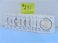 (9) Silver Trade Units, 1 Troy oz., .999 Fine