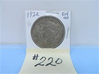 1922 Peace Silver Dollar, Exf-40