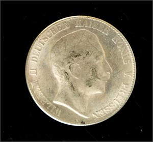 Coin 1904 German States Prussia FUNF Mark AU