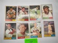 8 1961 Topps MLB Baseball Cards w/ Holders