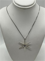Sterling Silver Abstract Moonstone Star Necklace