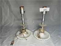 Pait of vintage milk glass lamps