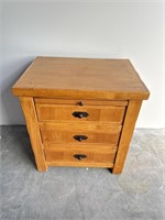 Solid wood rustic 3 drawer nightstand 29” x 26.5”