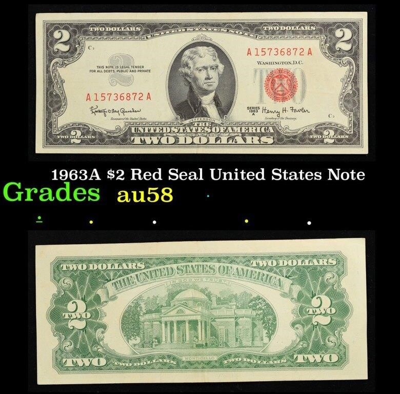 1963A $2 Red Seal United States Note Grades Choice