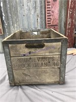 Wood box w/metal trim - Rock Island