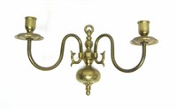 BRASS WALL-MOUNTED DUAL CANDLE HOLDER