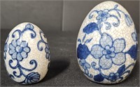 5 white/ blue Chinese porcelain egg decor vintage