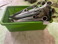 Assorted Wrenches and green bin