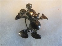 STERLING 925 SILVER MICKEY MOUSE BROOCH