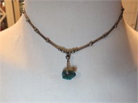 LIQUID SILVER & TURQUOISE CHOKER NECKLACE