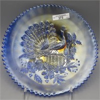 Nwood 9" blue Peacocks plate-silvery