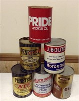 Lot of 5 Vintage Lub-o-lene & more Motor Oil Cans
