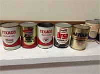 Lot of 5 Vintage Texaco Motor Oil Cans 1qt