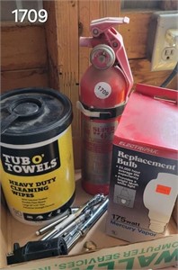 Tire pressure gages, fire extinguisher, light