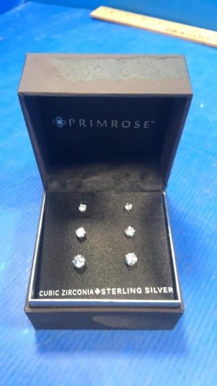 Cubic zirconia sterling silver earrings (3)