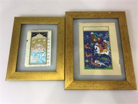 2 hand painted & gilded Arabic art, both framed,