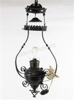 Late 1900's Arc Metal & Wrought Iron Pulley Lamp