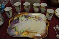 Hand Painted 1929 tray & tumblers