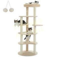 PEQULTI 61 Cat Tree 6-Level Cat Tower  Beige