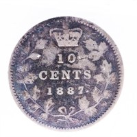 Canada, 1887 Silver 10 cents G6 ICCS
