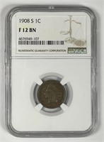 1908-S Indian Head Cent Fine NGC F12