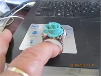 SM925 Ring w/Blue Rose Stone Top 12.4 gr. w/stone
