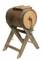 Wooden Barrel Butter Churn on Stand
