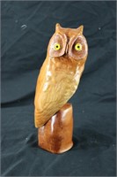 Wooden Owl Statue JKC Carved on the Bottom