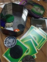 Pokemon cards and tokens in tin