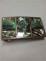 Abalone belt buckle stamped Mexico