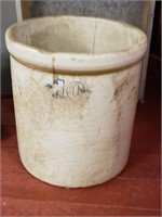 10 gallon stone ware crock with crack on it