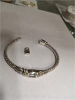 Fine Sterling Silver & 18k Gold Beaded Bracelet