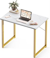 Coleshome 32 Desk  White Marble Gold Leg