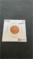 1958 wheat penny BU+++