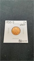 1955s wheat penny BU++++