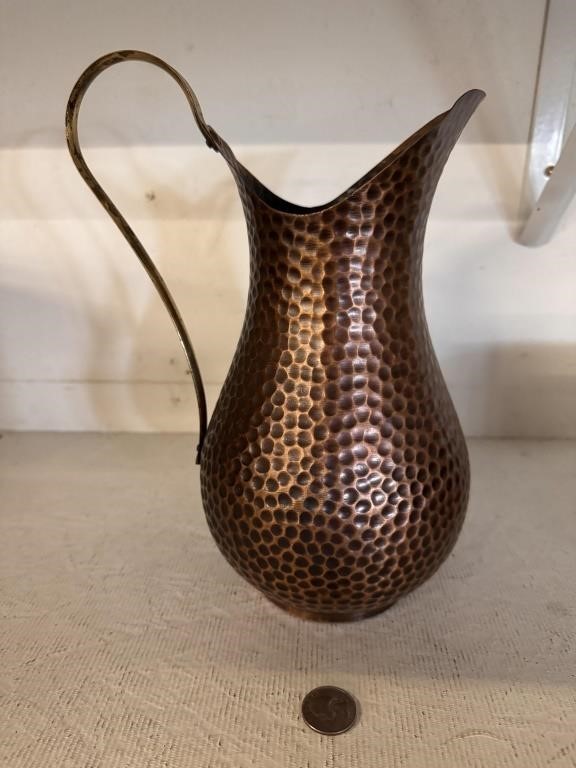 Vintage Hammered Copper/Brass Lilium Pitcher