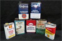 COLLECTION OF (7) OIL AD CANS